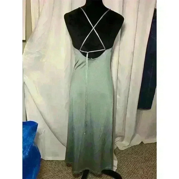 Zara Satin Cowl Neck Slip Dress Sage Green Long Sleeveless Size S - Picture 6 of 12